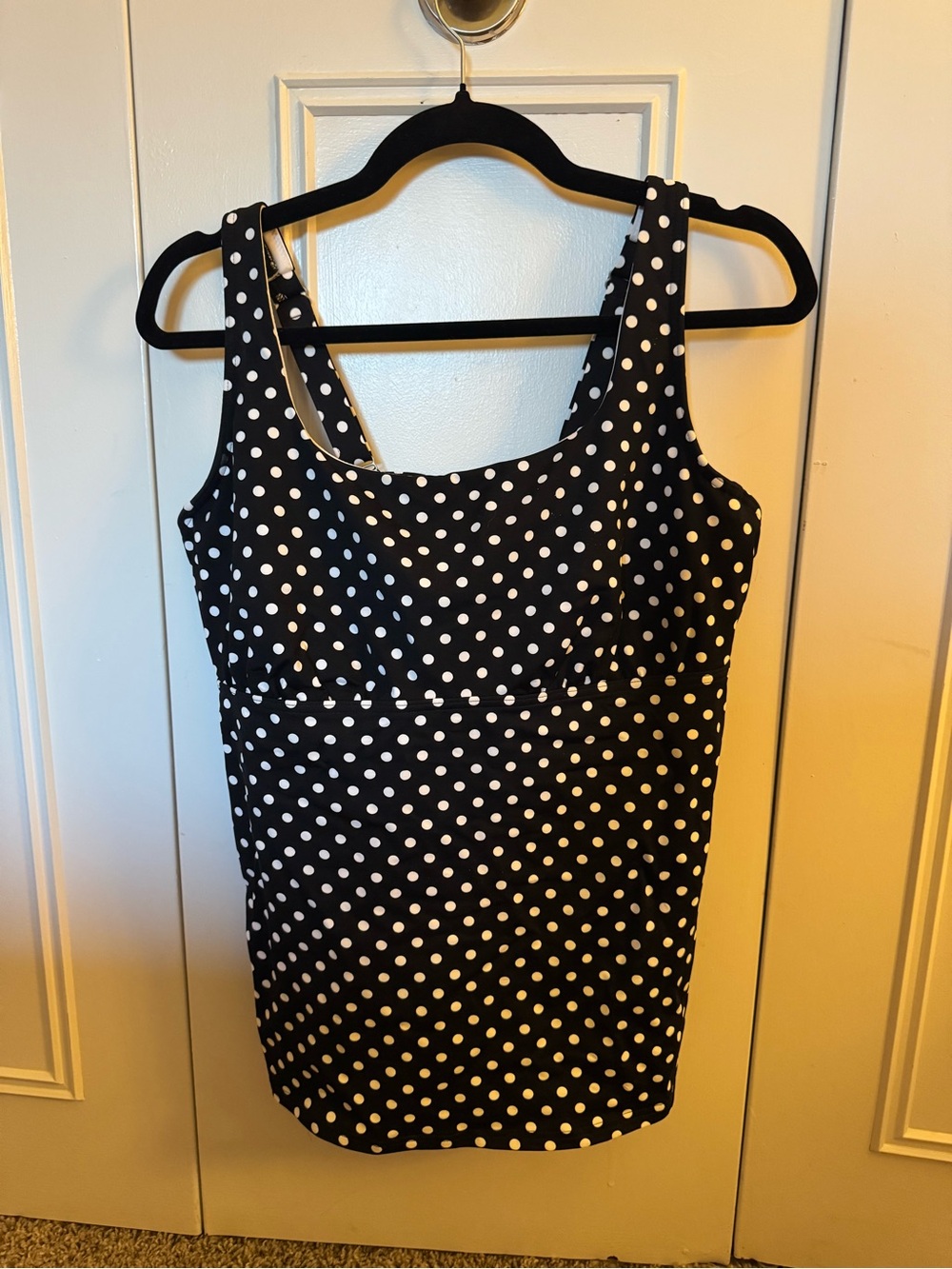 Lands' End Black and White Polka Dot 3 Piece Swim Set
